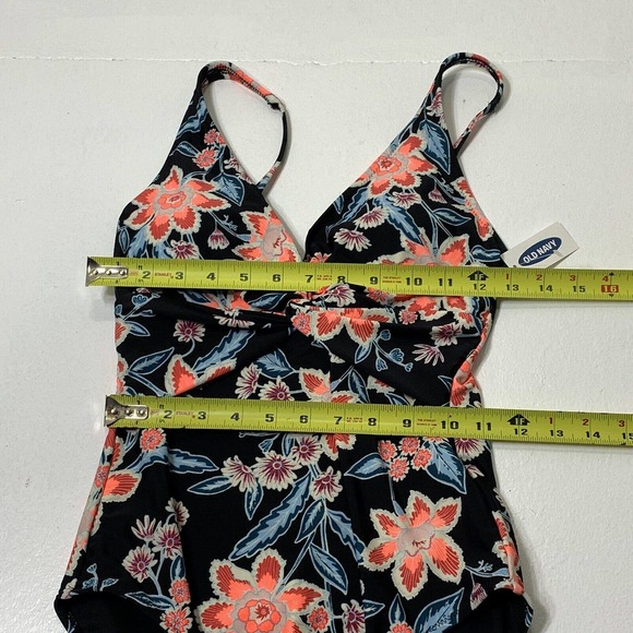 NEW - Women’s Size Small Black And Blue Floral Print One Piece Swimsuit Swimwear - Picture 5 of 12